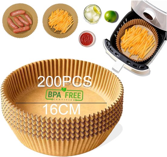 Airfryer Bakpapier 50 Stuks - Incl. E-Kookboek - Heteluchtfriteuse