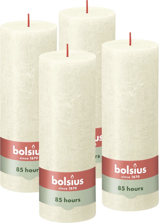 Bolsius - Bougie Rustique - Ivoire - 19cm - 4 pièces