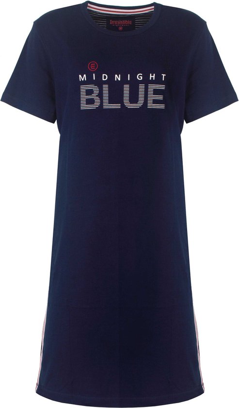 Chemise de Nuit Femme Irresistible - Robe de Nuit - Manches Courtes - Blauw Marine - Taille L