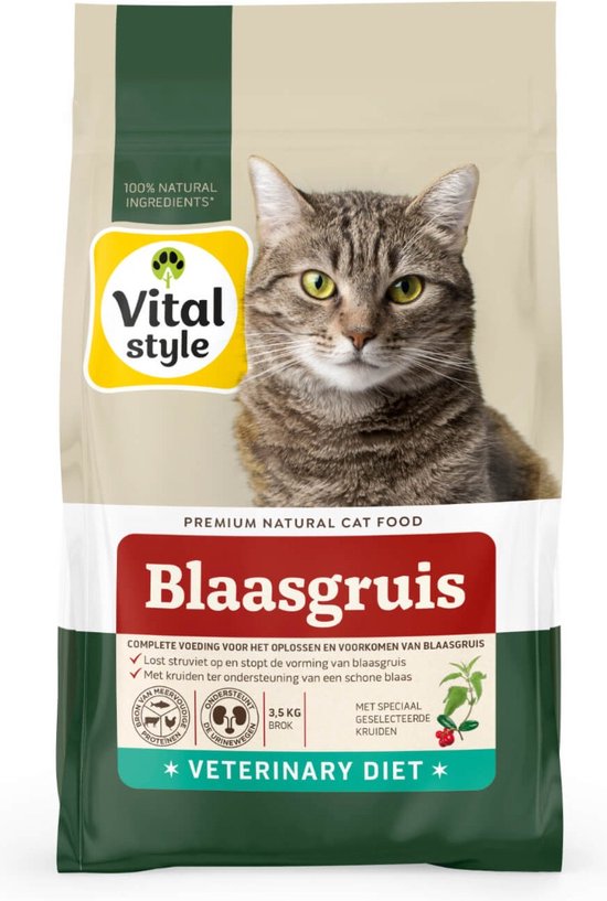 VITALstyle Blaasgruis - Kattenbrokken - Stopt De Vorming Van En Verminderd Aanwezig Struviet - Met o.a. Cranberry & Berkenblad - 3,5 kg