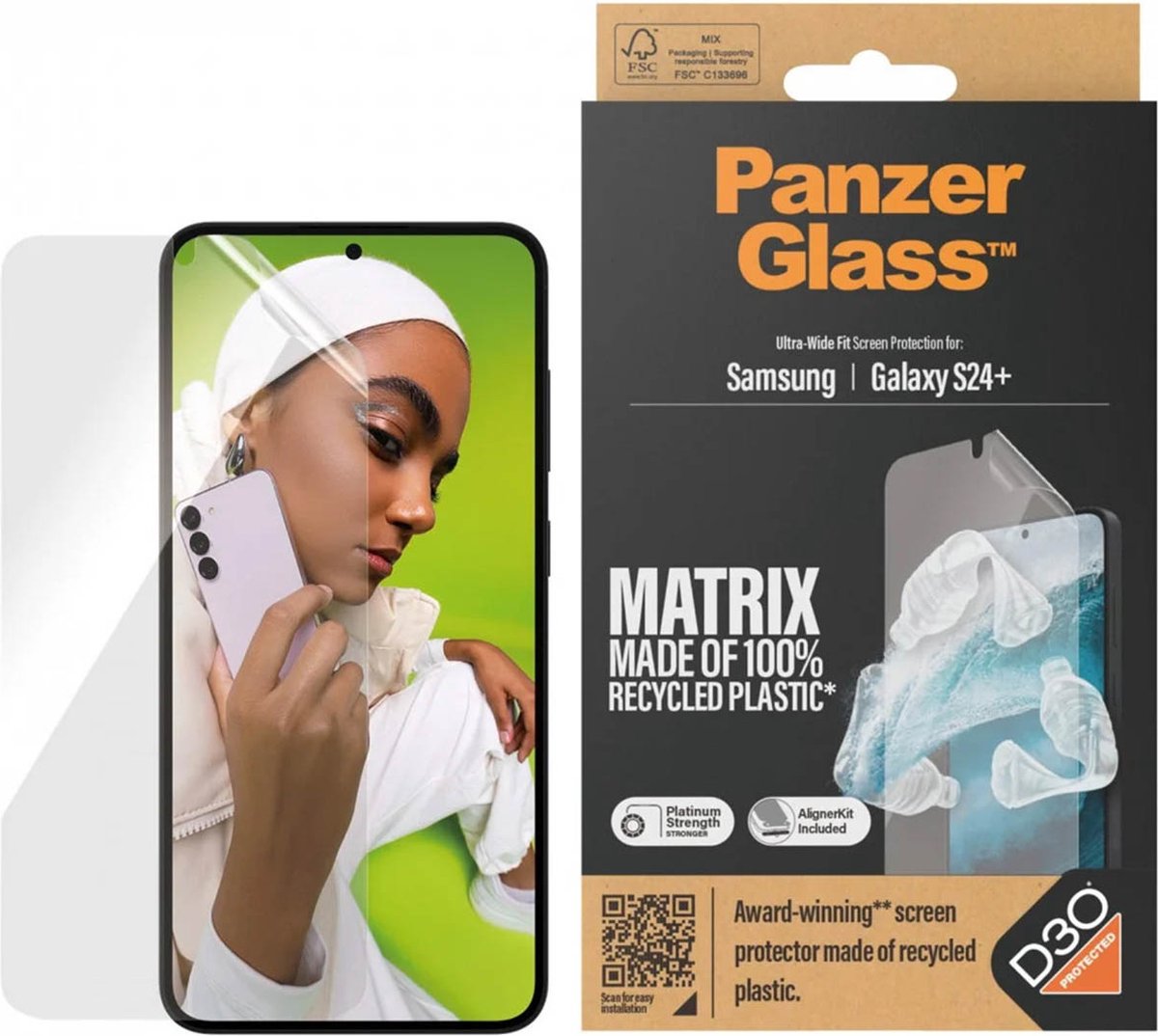 PanzerGlass Matrix D3O Ultra-Wide Screen Protector Geschikt voor Samsung S24 Plus