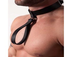 Leren Bondage Halsband Met Riemlus – Choker Dames Heren – Fetish BDSM