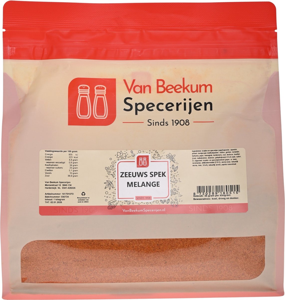 Goedkoopste Van Beekum Specerijen - Zeeuws Spek Melange - 1 kilo (hersluitbare stazak