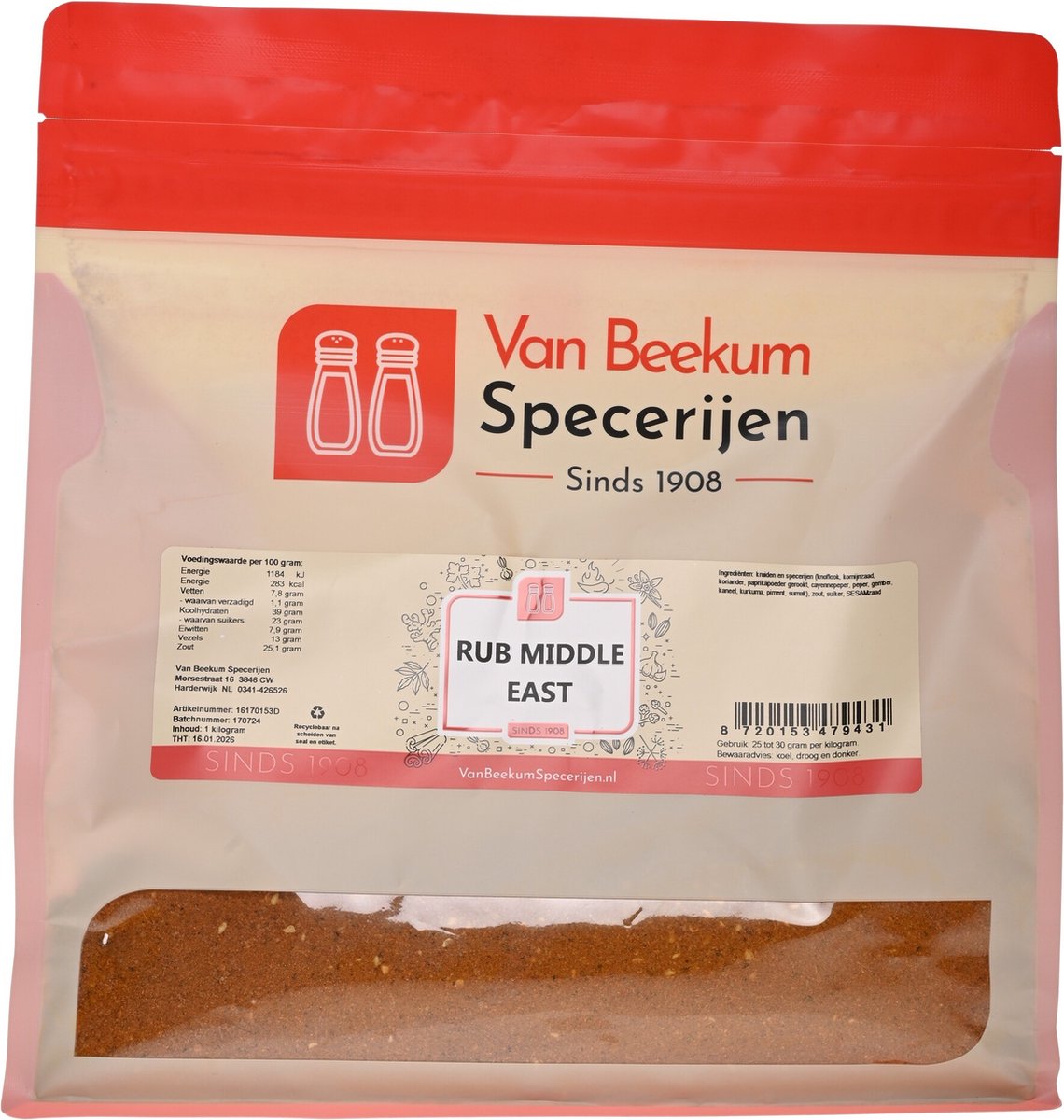 Goedkoopste Van Beekum Specerijen - Rub Middle East - 1 kilo (hersluitbare stazak