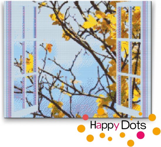Diamond Painting Raamzicht Herfst - 40x50cm - Ronde steentjes (HappyDots)