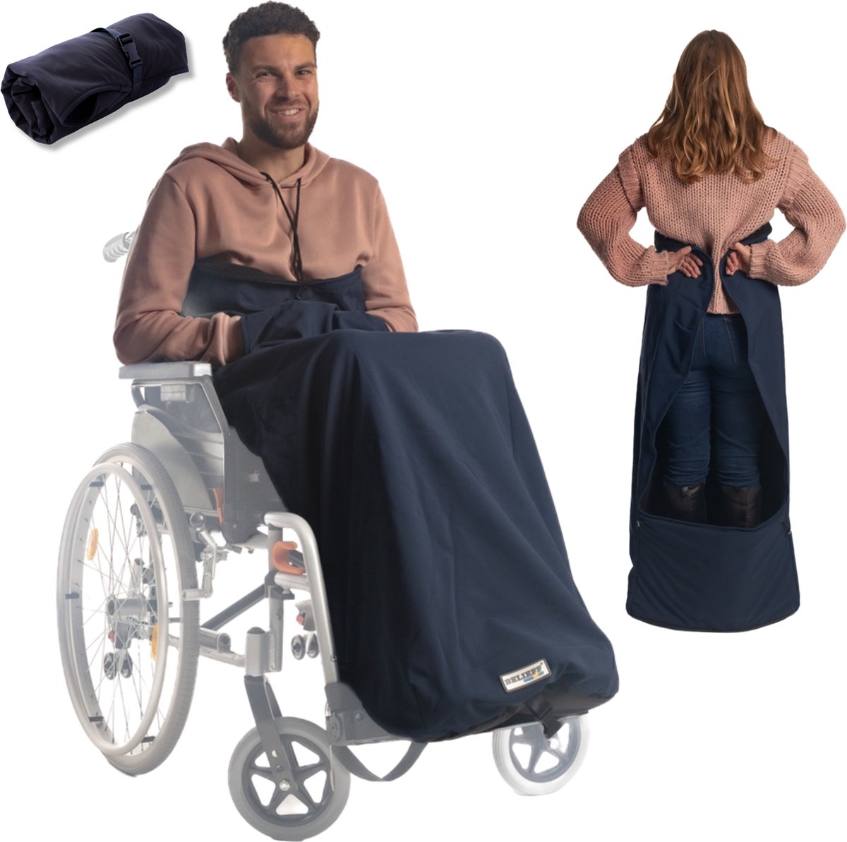 Goedkoopste Belieff Rolstoel Deken - Rolstoeldeken - Voetenzak Rolstoel Volwassene - Rolstoelzak - Beenkleed - Wind- en Waterdicht - Fleece - Voetenzak - Blauw - Large