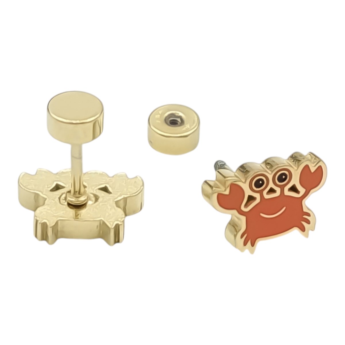 Krab oorknopjes voor meisje - Premium gold-plated staal - 6 x 9 mm