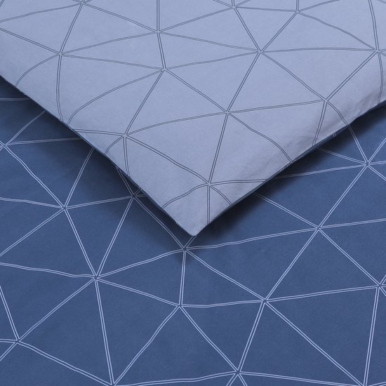 VISION Hugo - Tweezijdig omkeerbaar Dekbedovertrekset - 100% katoen: zacht en soepel - Eenpersoons - Dekbedovertrek 140 x 200 cm met 1 bijhorende sloop - Blauw - Oekotex gecertificeerd van VISION — afbeelding 3