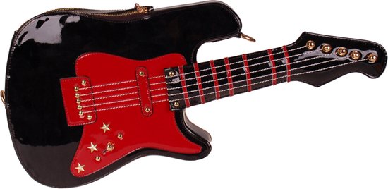 Sac bandoulière - Guitare électrique - Zwart/ Accents rouges et dorés - PVC - 56(35)x26x7cm