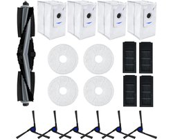 17 stuks vervangende accessoires set geschikt voor Ecovacs Deebot X2 / X2 Omni / X2 Pro / DEX86 stofzuiger reserveonderdelen, 1 hoofdborstel, 4 zijborstels, 4 hepa-filters, 4 stofzakken, 4 dweildoeken