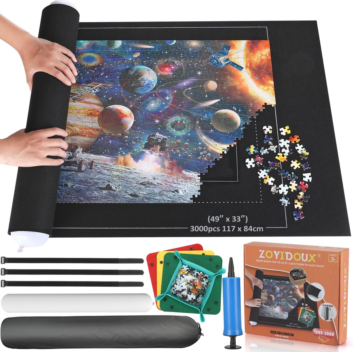 Puzzelmat 3000 Stukjes  Antislip Viltmat voor Makkelijk Opbergen en Vervoeren van Puzzels