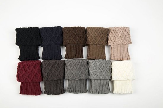 2 paires de chaussettes tricotées mode femme - jambières d'hiver au crochet - jambières en laine tricotée - chaussettes chaudes courtes en maille losange - noir + noir - 15 cm