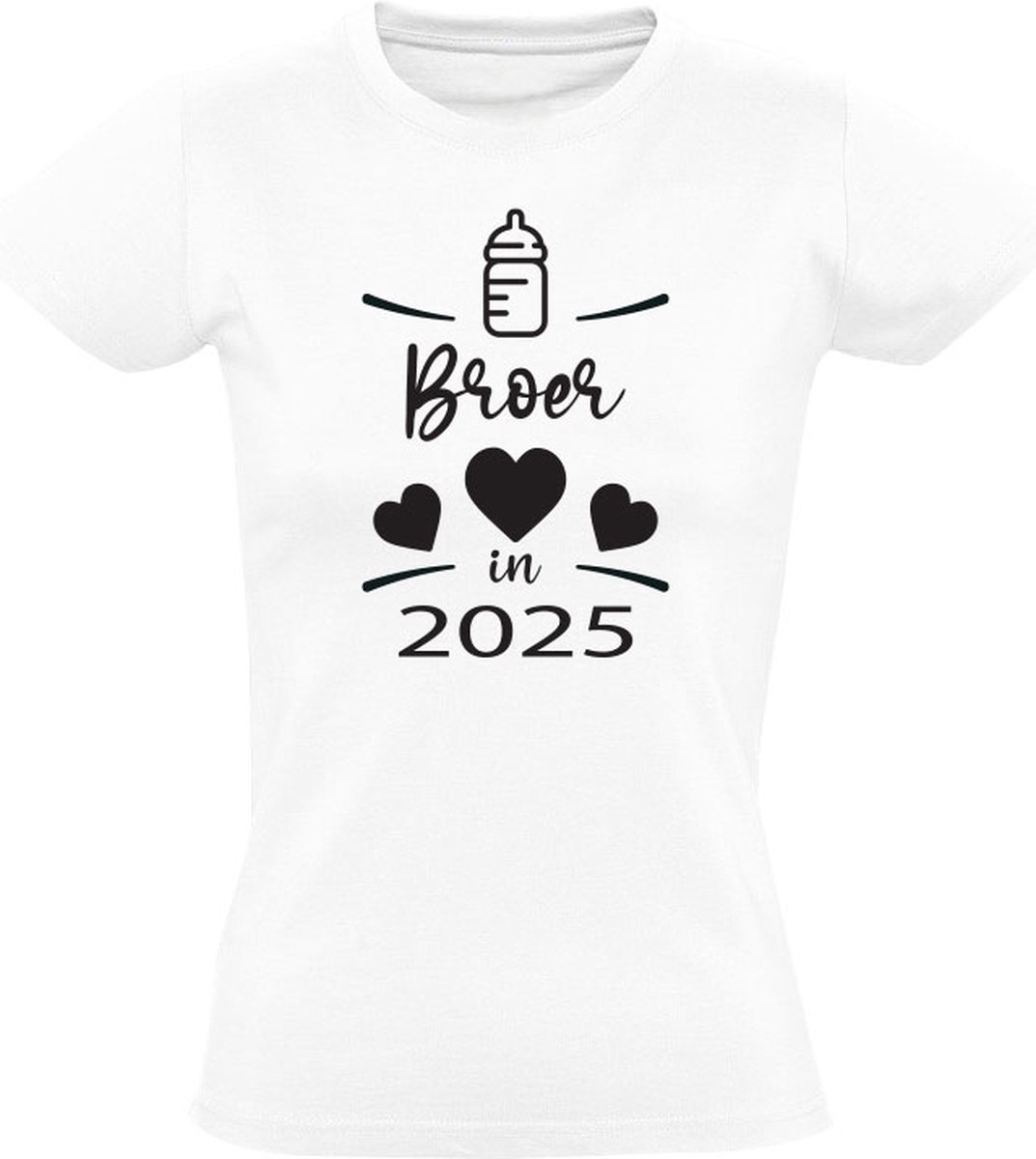 Broer 2025 Dames T-shirt - baby - familie - relatie - jongen - verjaardag - zwaner - baby bekendmaken - general reveal - geborte - shirt