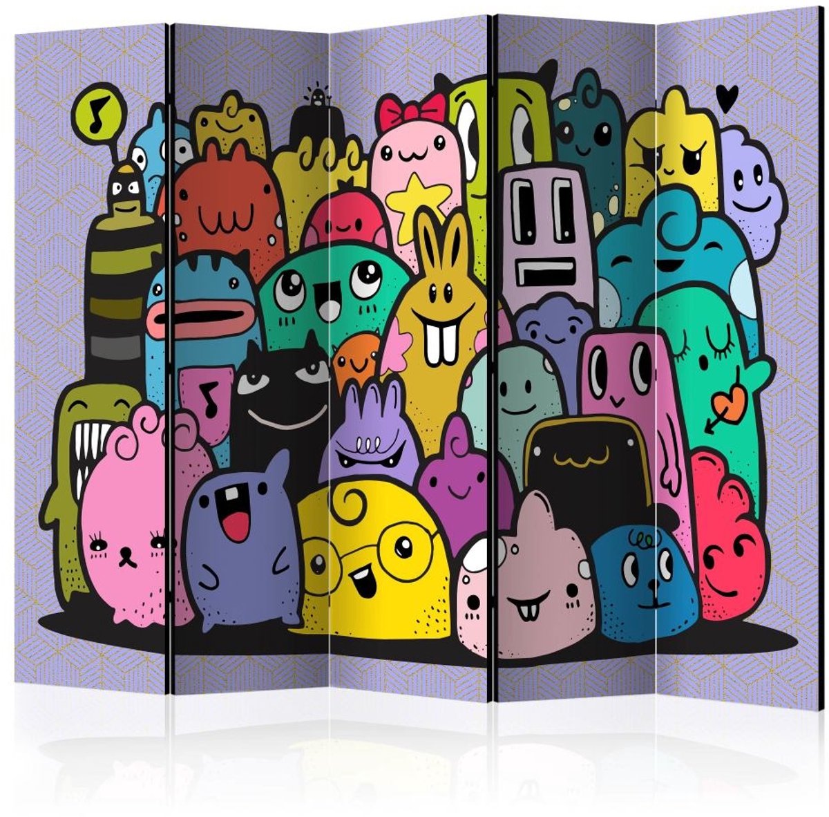 Vouwscherm - Monsters van 3de C graad gemonteerd geleverd, dubbelzijdig geprint (kamerscherm)225x172 cm