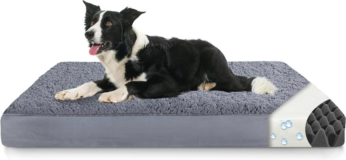 Orthopedisch hondenbed voor grote honden - 90 x 70 cm - Waterdicht, Afneembare en Wasbare Hoes, Antislip