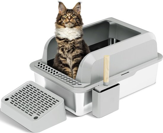 Kattentoiletten trainingssysteem, trainingsset voor huisdieren met toiletbril voor katten, wc-bril en kattenbak