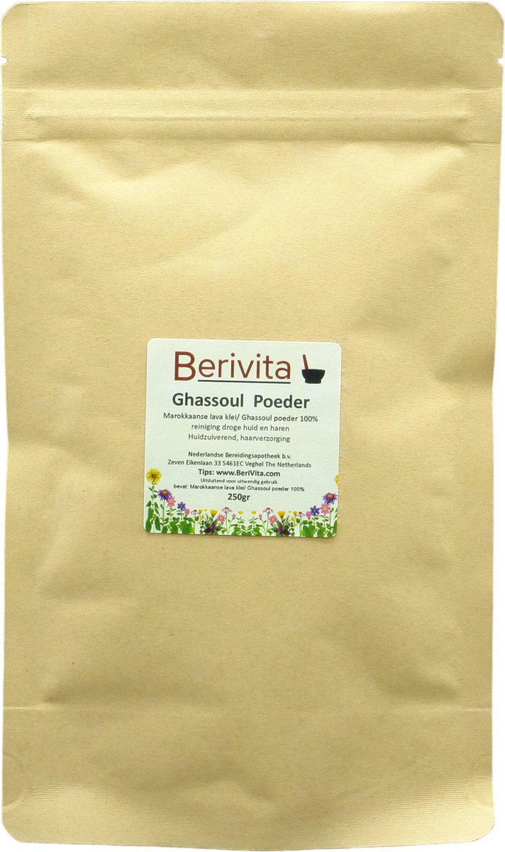 Goedkoopste Ghassoul Klei Poeder 250gr - Zuiver Rhassoul Kleipoeder - Gezichtsmasker, Lichaamspakking