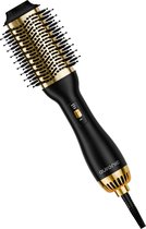Auronic 4-in-1 Föhnborstel voor Extra Volume, Stijlen en Krullen - Airstyler - Krulborstel - 360 Graden Airflow - Ø 37 mm - Zwart/Goud