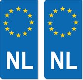 Blauwe NL Nederland Holland Sticker Kentekenplaat Kenteken Sticker - Set van 2 stickers - 10,2 x 4,8 cm
