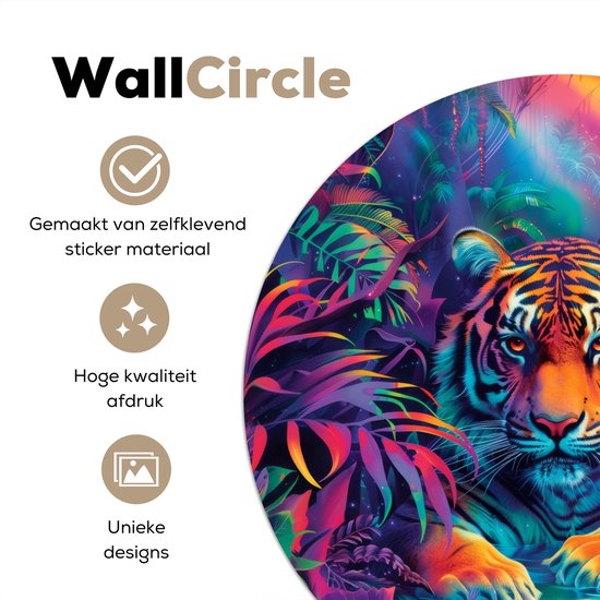 WallCircle® - Papier peint cercle 120x120 cm - Stickers muraux Tigre - Animal - Jungle - Coloré - Cercle mural chambre ado - Décoration chambre - Accessoires chambre ado - Cercle mural chambre jeunesse