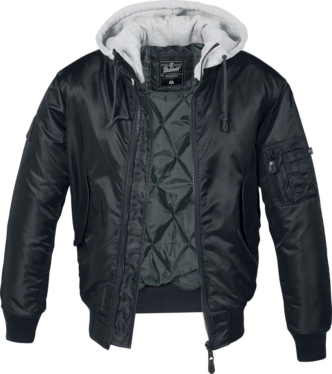 Brandit MA1hood Heren Bomberjack - zwart/grijs - 4XL