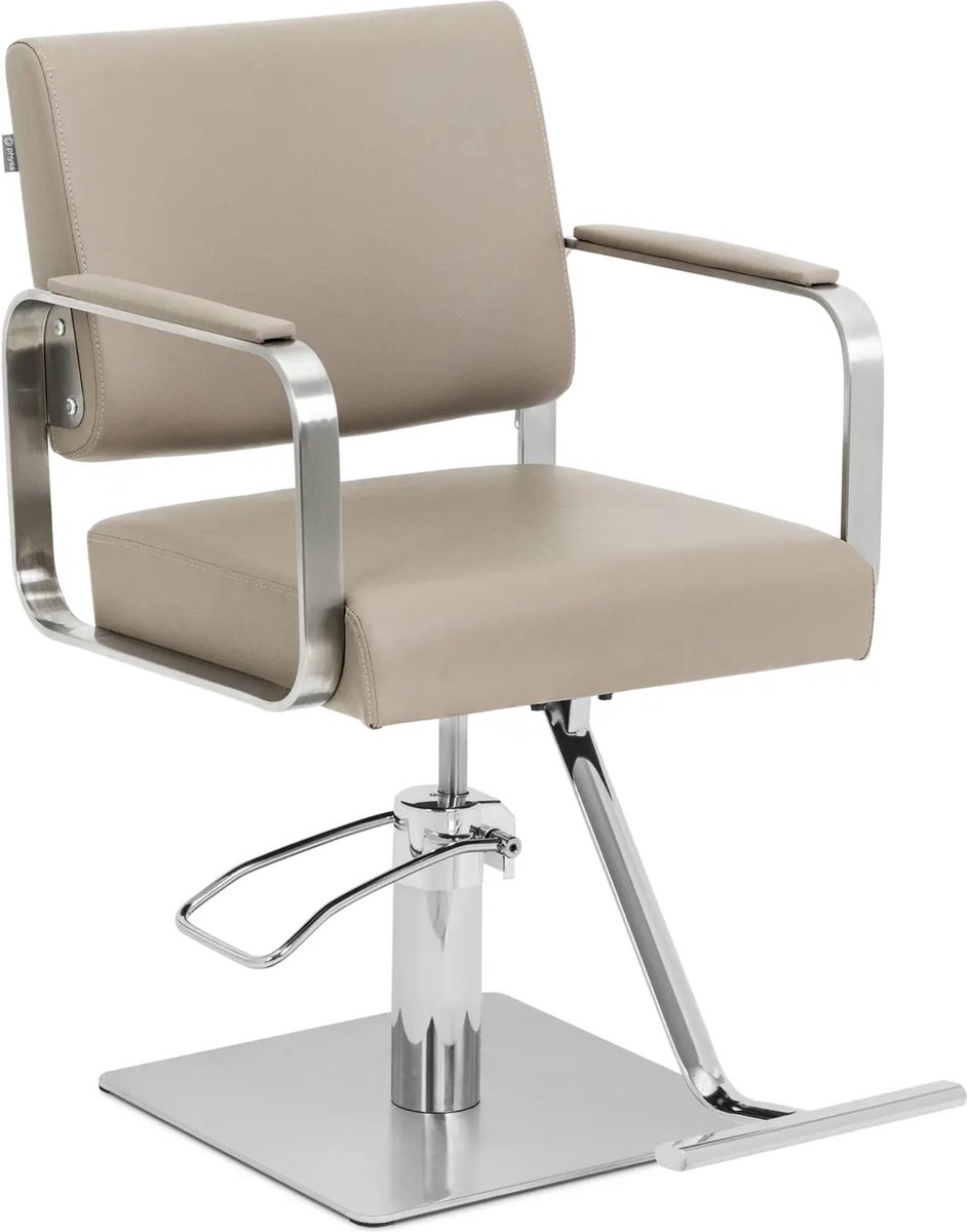 Goedkoopste physa - Kappersstoel met voetensteun - 50 - 66 cm - 200 kg - beige/zilver
