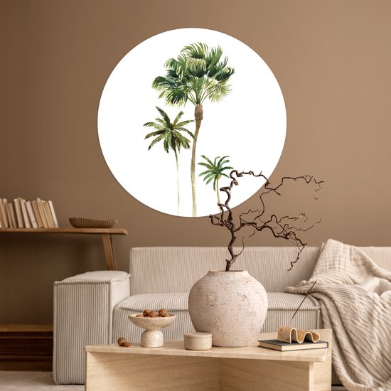 WallCircle - Stickers muraux - Cercle de papier peint - Jungle - Arbre - Vert - 100x100 cm - Cercle mural - Autocollant - Papier peint autocollant rond XXL