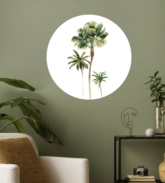 WallCircle - Stickers muraux - Cercle de papier peint - Jungle - Arbre - Vert - 50x50 cm - Cercle mural - Autocollant - Autocollant papier peint rond