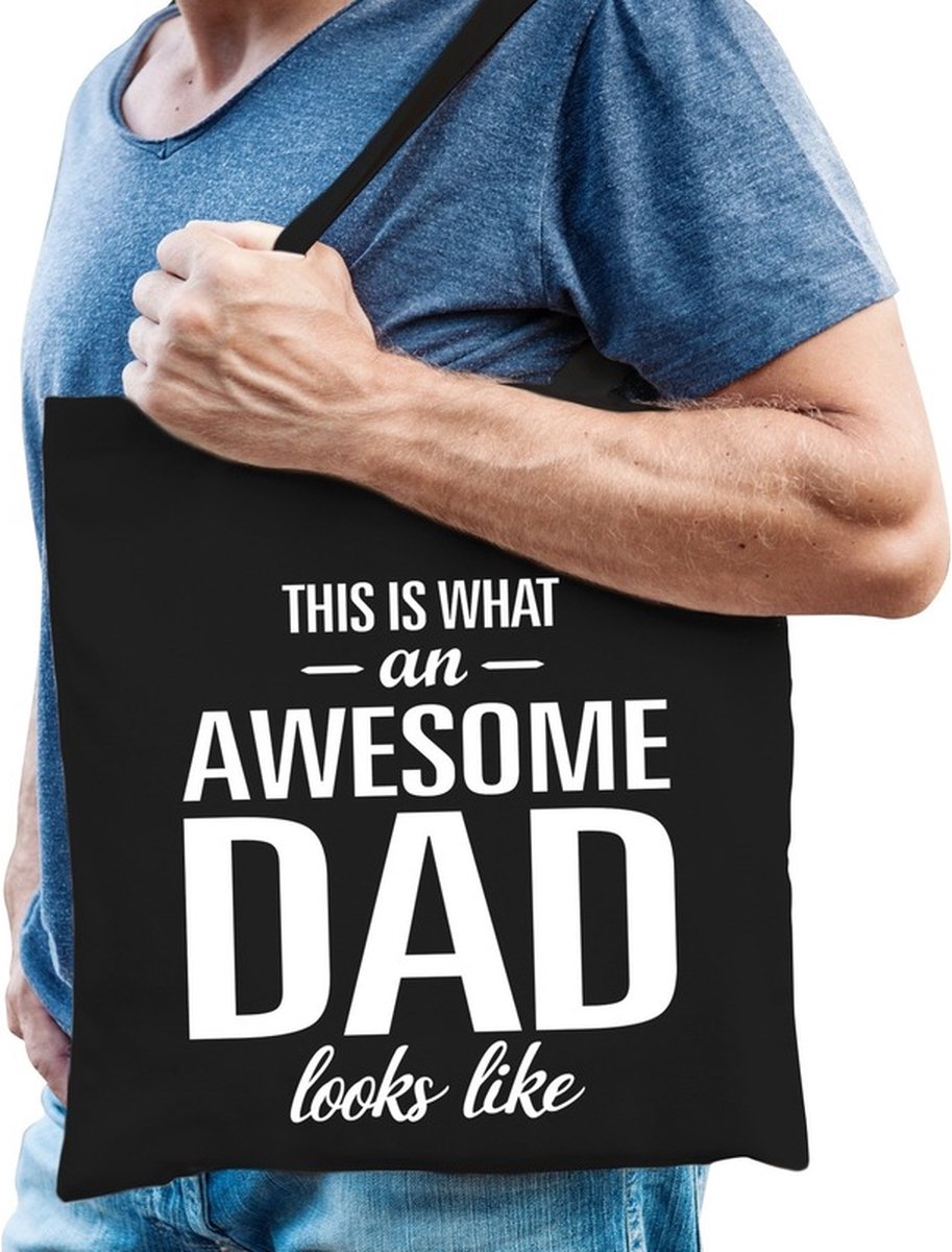 Kadotas This is what an awesome dad looks like katoen zwart - cadeau voor vaders