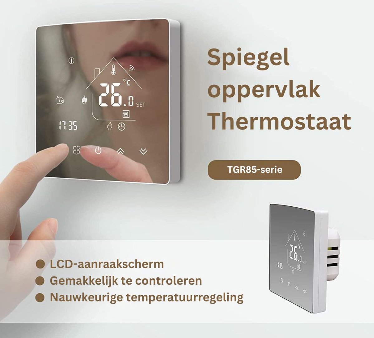 MKSS® Thermostaat voor cv - Draadloos met Wifi - Met App - Wit thumbnail 4