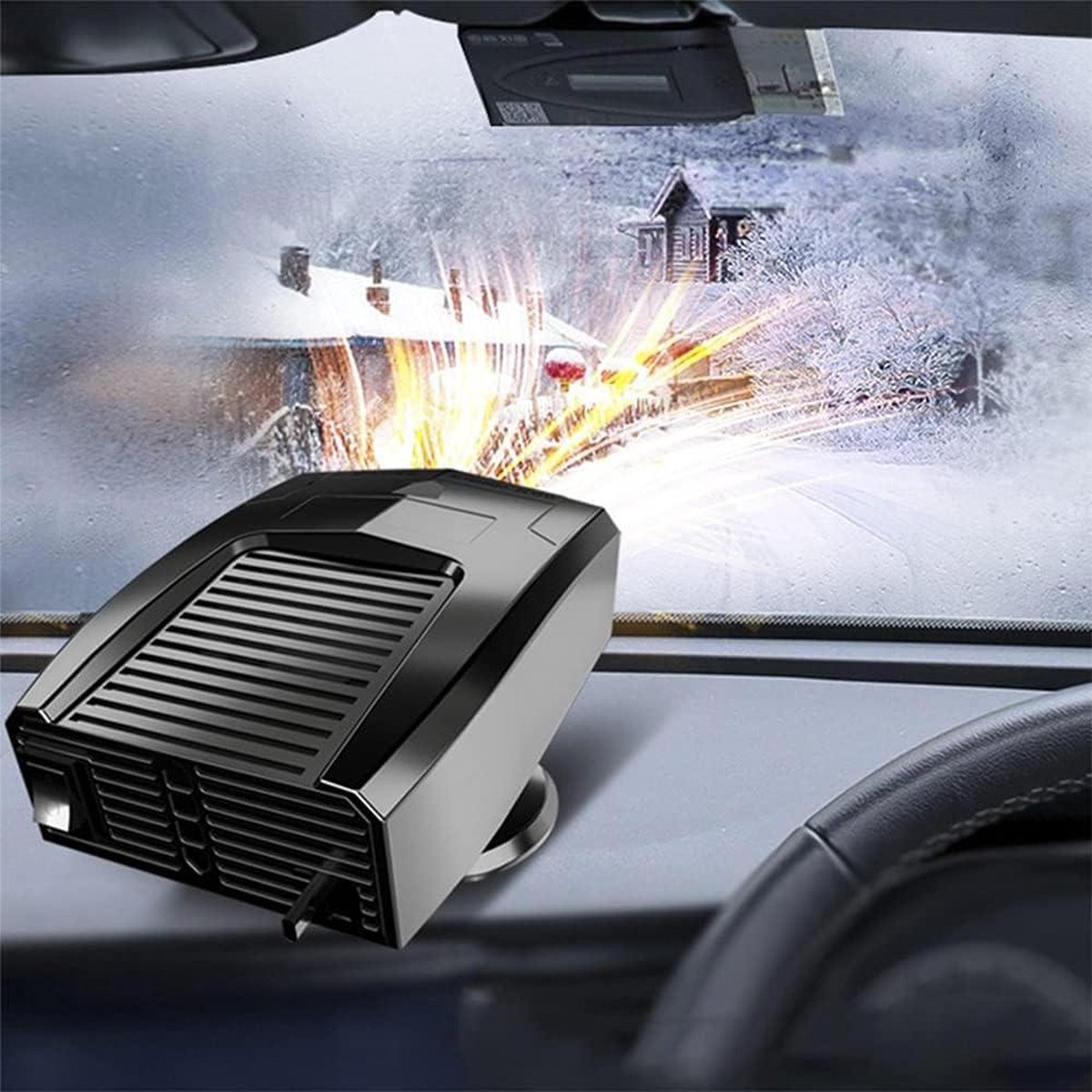 Chauffage Voiture 12V 180W 2-en-1 (chaud/froid) - Désembueur Et Dégivreur Rapide, Base Rotative 360° - 5
