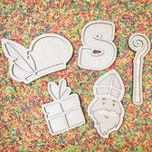 Villa Hip Sinterklaas vulvormen set - 5 Stuks - Hout - Sensorisch speelgoed l Open einde l Speeltray - Sint, piet, staf, chocoladeletter, cadeau