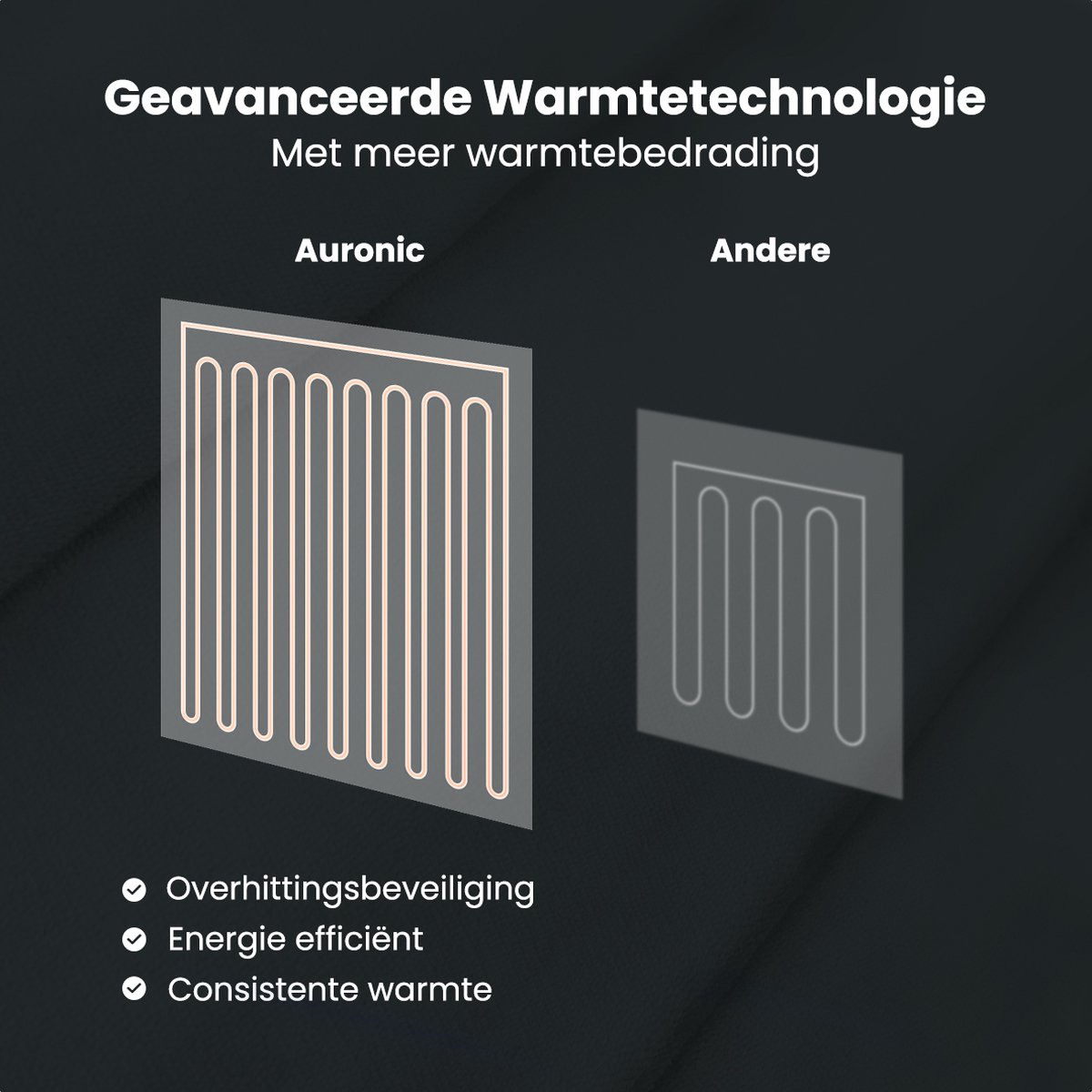 Auronic Elektrische Deken - 180 x 130 cm - 1 Persoons Warmtedeken - 9 Warmte en Timerstanden - Verwarmingsdeken - Sherpa Fleece - Antraciet – foto 4