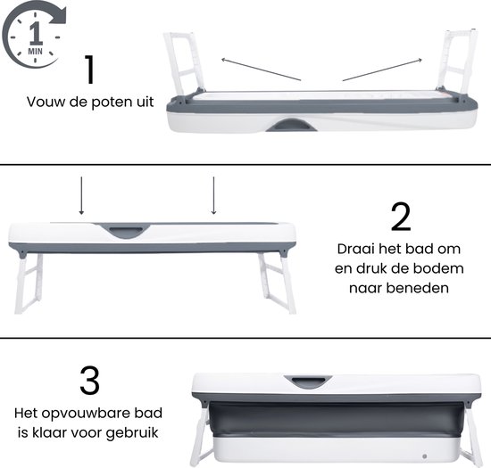 HelloBath® Opvouwbaar bad - XXL Goliath (Comfort) - Donker Grijs - 157cm - Inklapbaar bad - Zitbad voor volwassenen - Bath Bucket - Extra: Luxe Badkussen, Deksels, Badlamp & Opbergtas