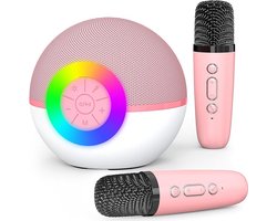 Karaoke Set - Kinderen - 2 Microfoons - Bluetooth - Lichtshow - Roze