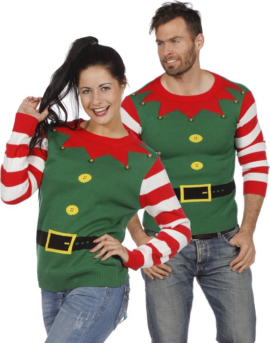Kersttrui Groen Kerstelf - Maat L