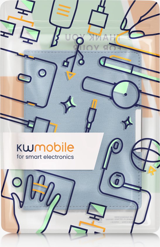 kwmobile e-reader hoesje geschikt voor Kobo Aura H2O Edition 1 hoes - E reader flip case met magneetsluiting - Ereader cover - Denim design in blauw van Merkloos — afbeelding 4