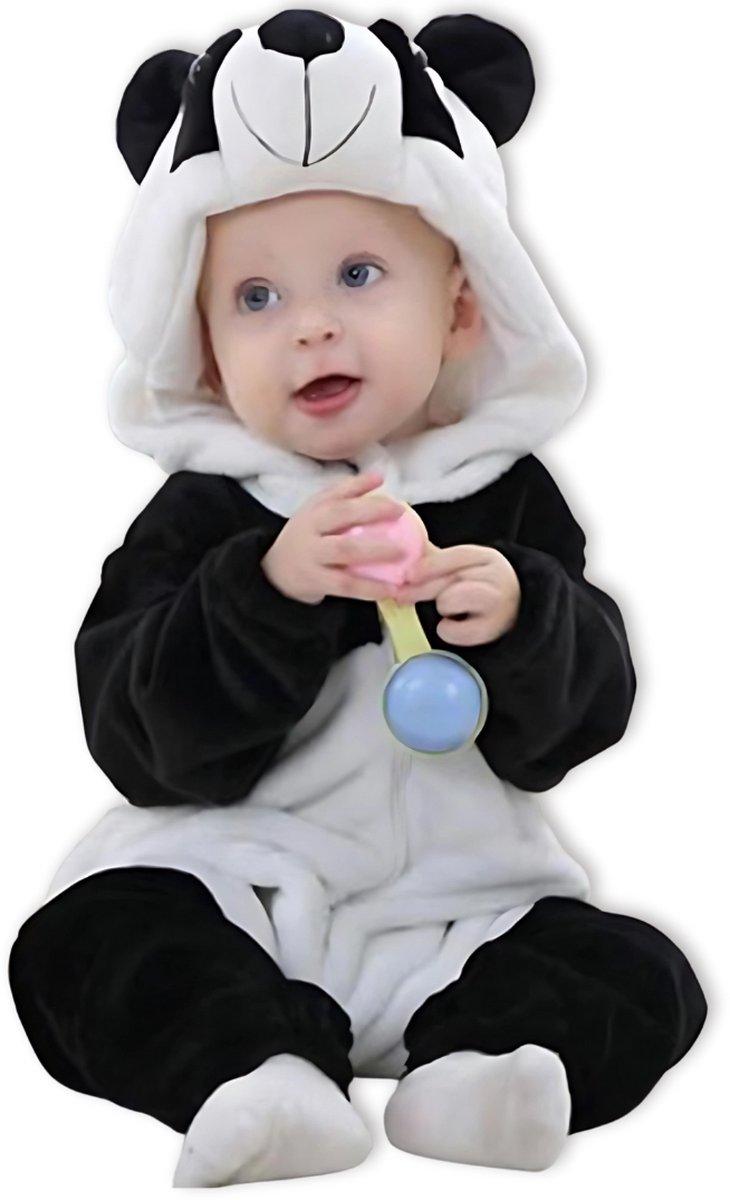 BoefieBoef Dieren Onesie Pyjama Kinderen 6m-2jr – Panda – Verkleedkleding met Luierrits – Carnaval Dierenpak - Kerst en Kraamcadeau Tip – Zacht Flanel - Romper - Boxpak - Jongens - Meisjes — afbeelding 2