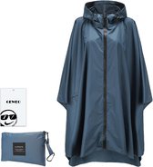Geweo Regenponcho Volwassenen - Regenmantel Poncho - Raincoat Heren -Fietsponcho - Fietsponcho Fiets Dames - Herbruikbaar- One Size - Unisex - Adjustable Hood en Snap-buttons - Donkerblauw