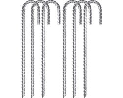 Zware J-haak wapening stakes - 6 stuks, verzinkt staal, grondankers voor tenten en trampolines
