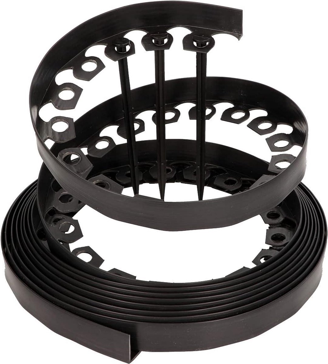 Flexibele Kunststof Gazonrand 20 Grondankers - Lengte 10m - Hoogte 4cm - Zwart
