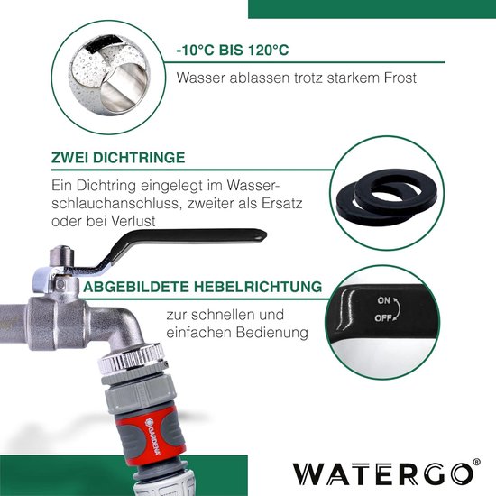 Watergo Watergo Premium 1/2 of 3/4 inch kraan messing kogelkraan gebruik in de ...