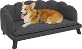 Bol.com PawHut - Hondenbank - met Rugleuning - zachte Bekleding - Grijs aanbieding