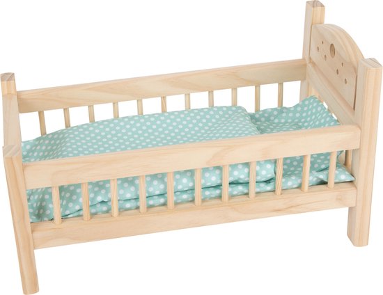 Small Foot - Houten Poppenbed Natuurlijk met Beddengoed, 4ld