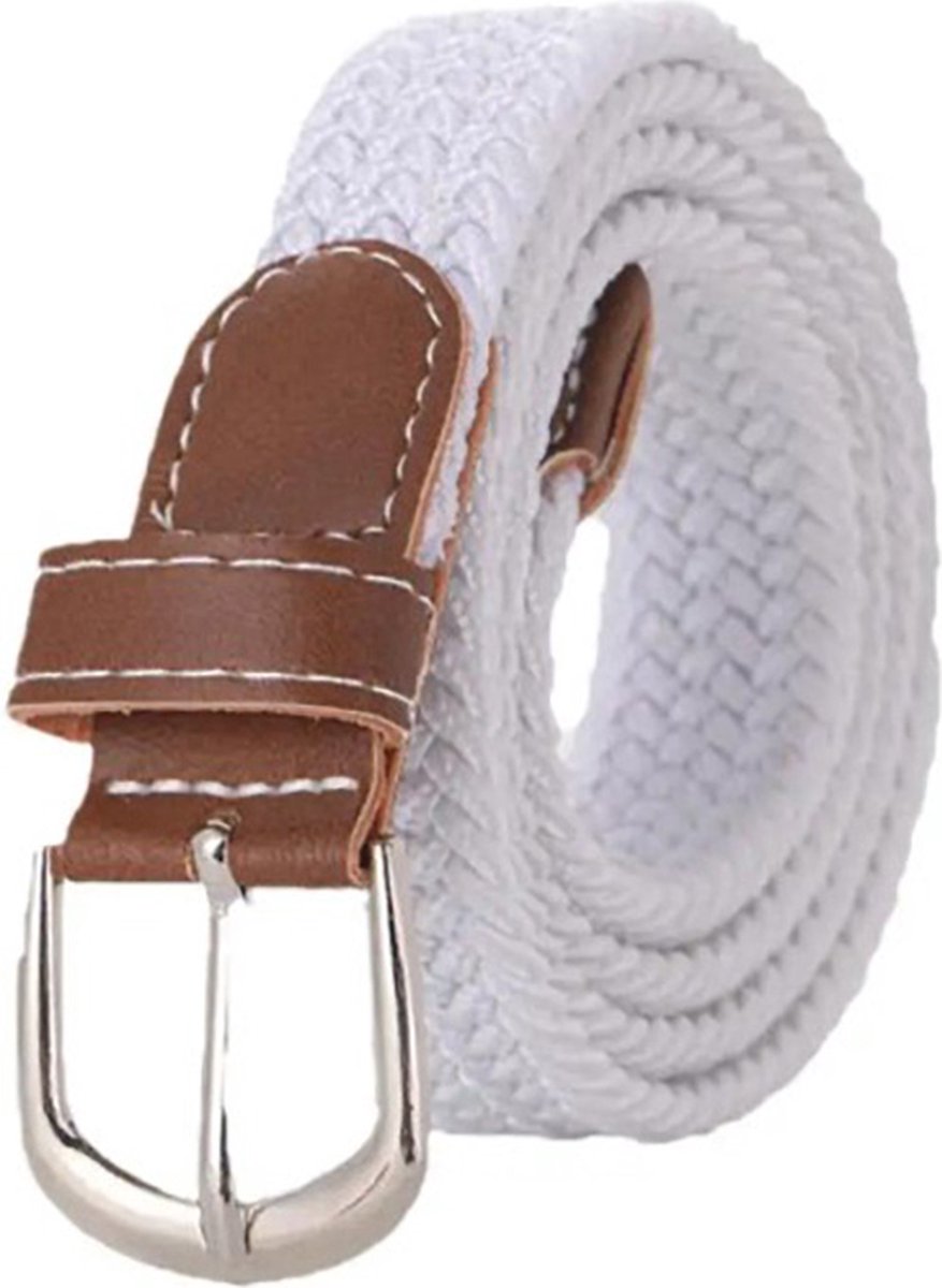 Actie4you® - Elastische Geweven Riem - Gevlochten Riem - Canvas Riem - Unisex - 105CM - Wit