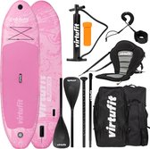 VirtuFit Supboard Cruiser 305 - Pink - Stand Up Paddle Board - Supboard Opblaasbaar - Voor beginners en gevorderden - Met kajak zitje, accessoires en draagtas - Anti-slip oppervlak - Verstelbare peddel - Max. 180 kg