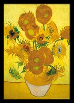 Vincent van Gogh poster - Ingelijste poster - Zonnebloemen - Kunst - Houten lijst - 50 x 70 cm