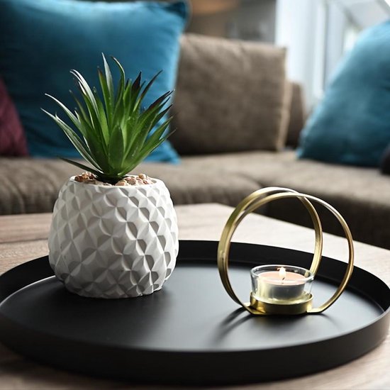 Plateau décoratif rond diamètre 30 cm - métal noir - décoration de table - porte-couronne de l'Avent - bougeoir - design intemporel