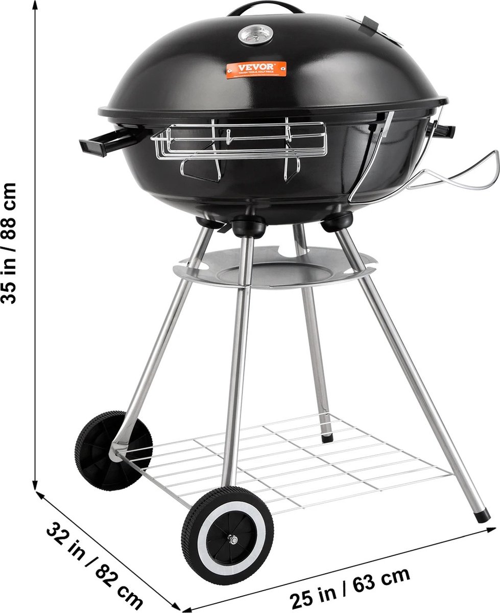 T&L Store BBQ Houtskool BBQ Houtskool met Deksel BBQ Briketten Verrijdbaar Multifunctioneel Kamperen 82x63x88cm