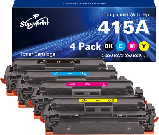 Foto: Superprint 415a huismerk toner geschikt voor hp 415a 415x multipack 4 toners voordeelbundel